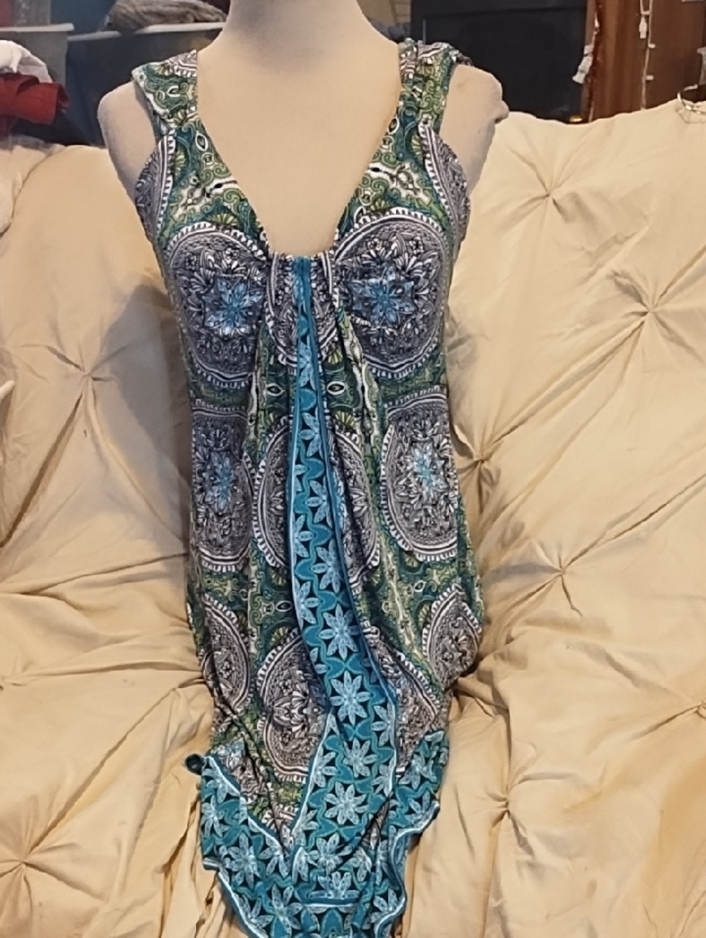 Signature - Printed Dress in Teal, Green & Black - Picture 1 of 4